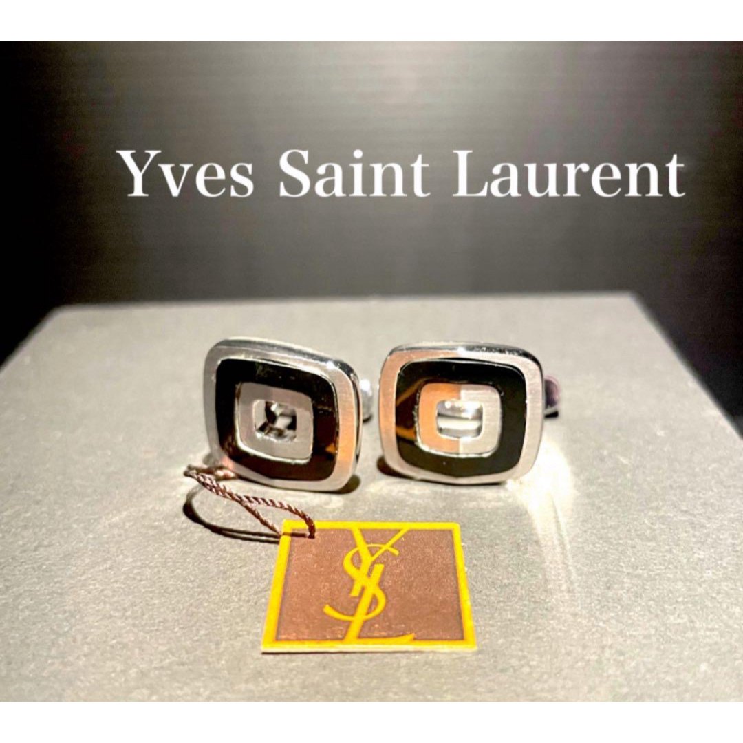 Yves Saint Laurent(イヴサンローラン)の 【ネクタイカフスセット】イヴ・サンローラン　YSL ロゴレタッチ　シルバー メンズのファッション小物(ネクタイ)の商品写真