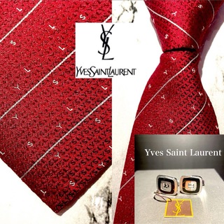 イヴサンローラン(Yves Saint Laurent)の 【ネクタイカフスセット】イヴ・サンローラン　YSL ロゴレタッチ　シルバー(ネクタイ)