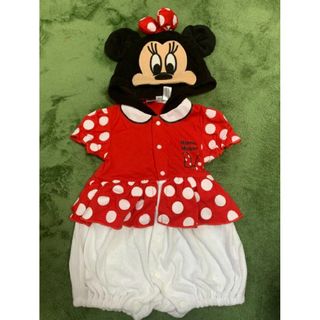 ディズニー(Disney)の美品⭐︎ミニーちゃん　なりきりロンパース　70(ロンパース)