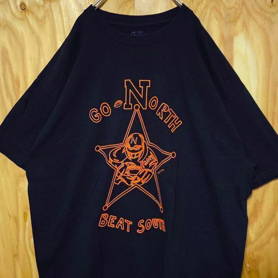 オレンジ アメフト ゆるダボ USA古着 90s ブラック 黒 半袖 Tシャツ メンズのトップス(Tシャツ/カットソー(半袖/袖なし))の商品写真