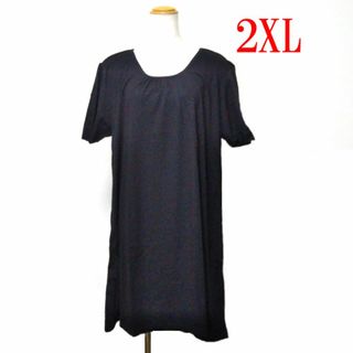 3L(2XL)サイズ　ゆったり大きい BLK ストレッチチュニック