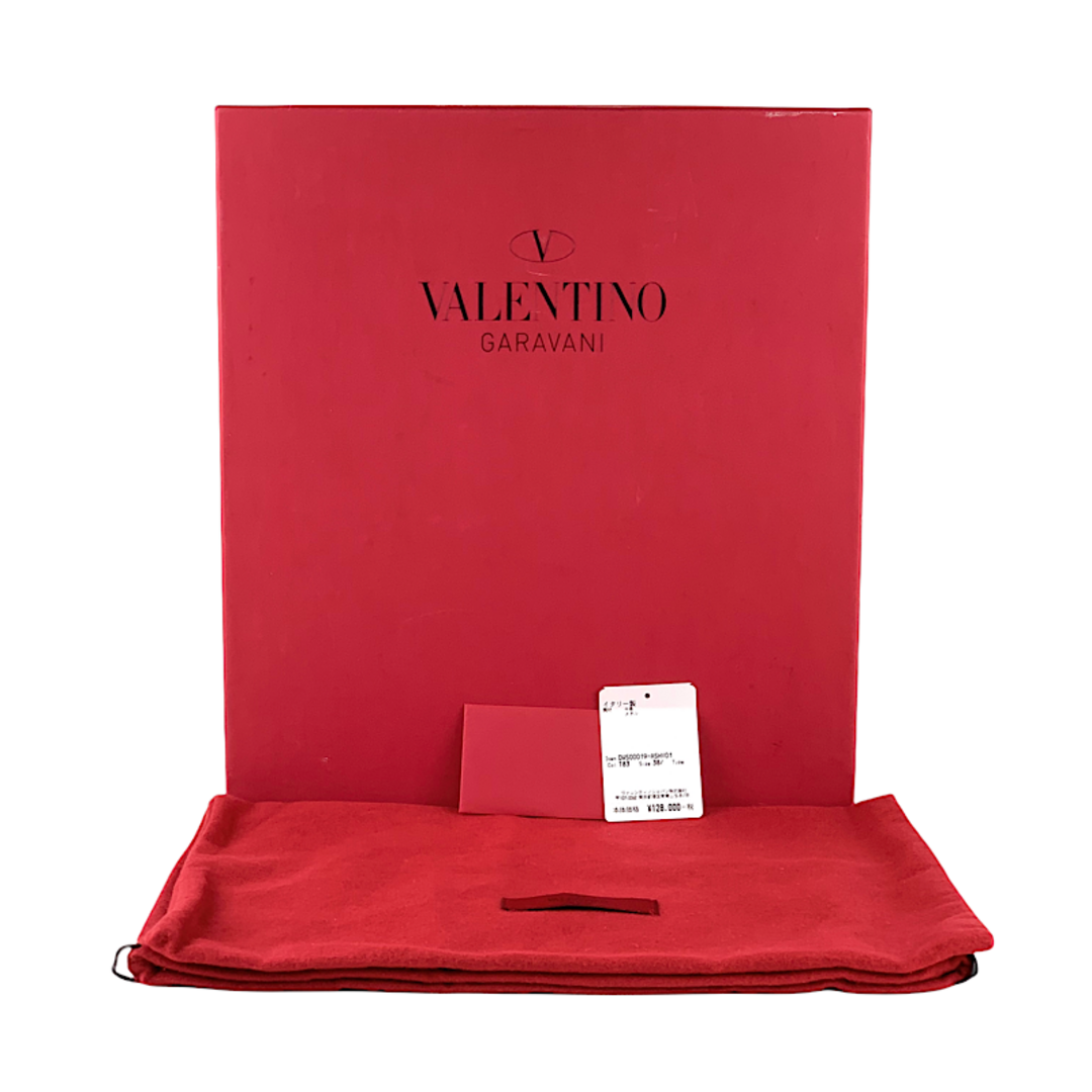 VALENTINO(ヴァレンティノ)のヴァレンティノ VALENTINO ブーツ ショートブーツ 靴 シューズ スエード ファー ブラウン ロックスタッズ ベルト ウェッジソール 2way 折り返し レディースの靴/シューズ(ブーツ)の商品写真