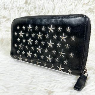 ジミーチュウ(JIMMY CHOO)の㉔JIMMY CHOO カーナビー スタースタッズ ラウンドファスナー 長財布(財布)