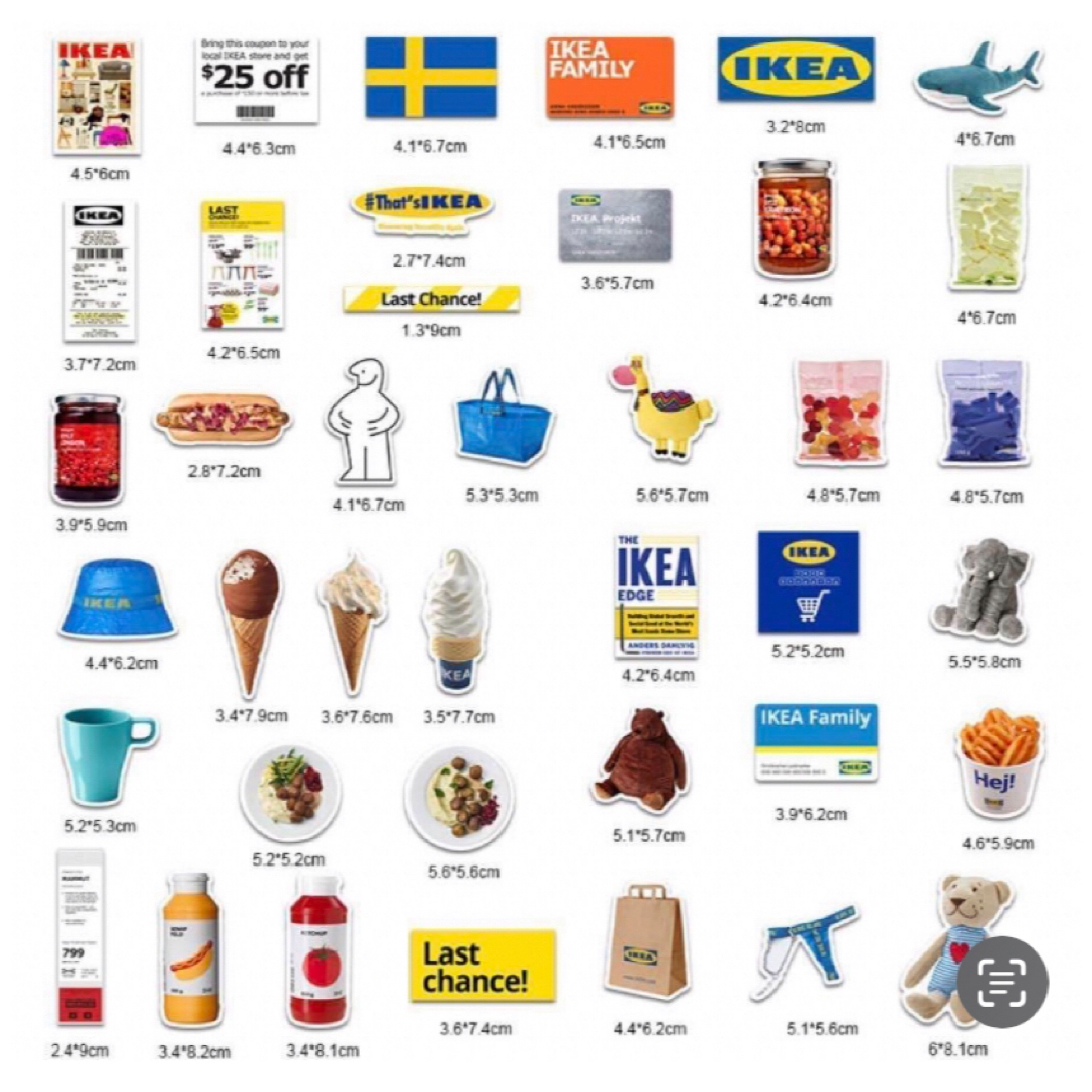 IKEA(イケア)の海外ステッカー　IKEA イケア　イケアファン　シール　可愛い　イケア ハンドメイドの文具/ステーショナリー(しおり/ステッカー)の商品写真