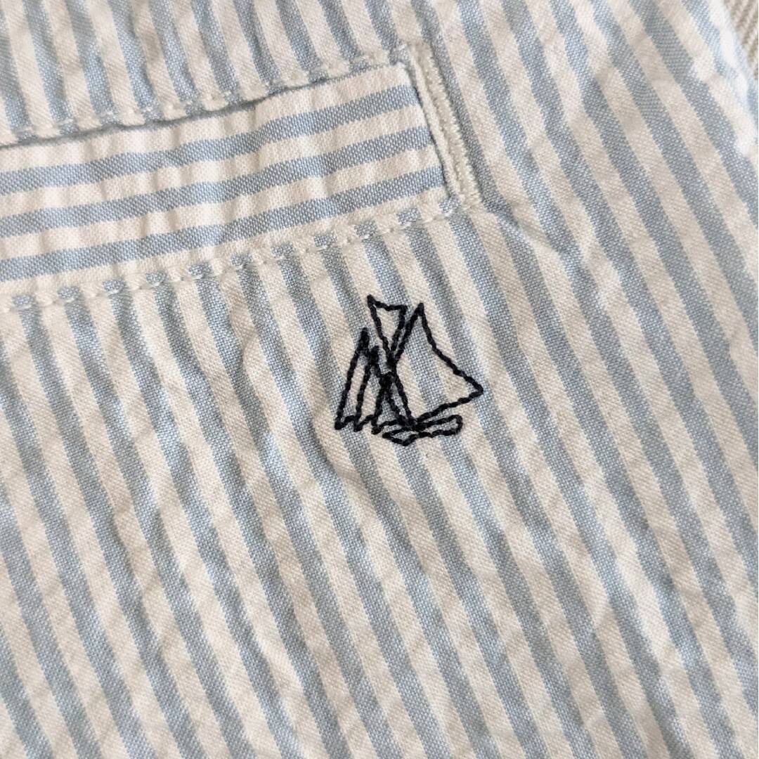 PETIT BATEAU(プチバトー)のプチバトー サロペット オーバーオール 水色 ストライプ 86cm 24M キッズ/ベビー/マタニティのキッズ服男の子用(90cm~)(パンツ/スパッツ)の商品写真