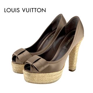 ルイヴィトン(LOUIS VUITTON)のルイヴィトン LOUIS VUITTON パンプス 靴 シューズ サテン ブラウン エスパドリーユ リボン(ハイヒール/パンプス)