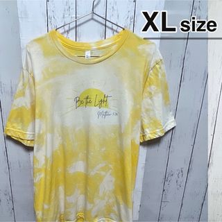 USA古着　Tシャツ　XL　タイダイ柄　イエロー　黄色　プリント　クルーネック(Tシャツ/カットソー(半袖/袖なし))