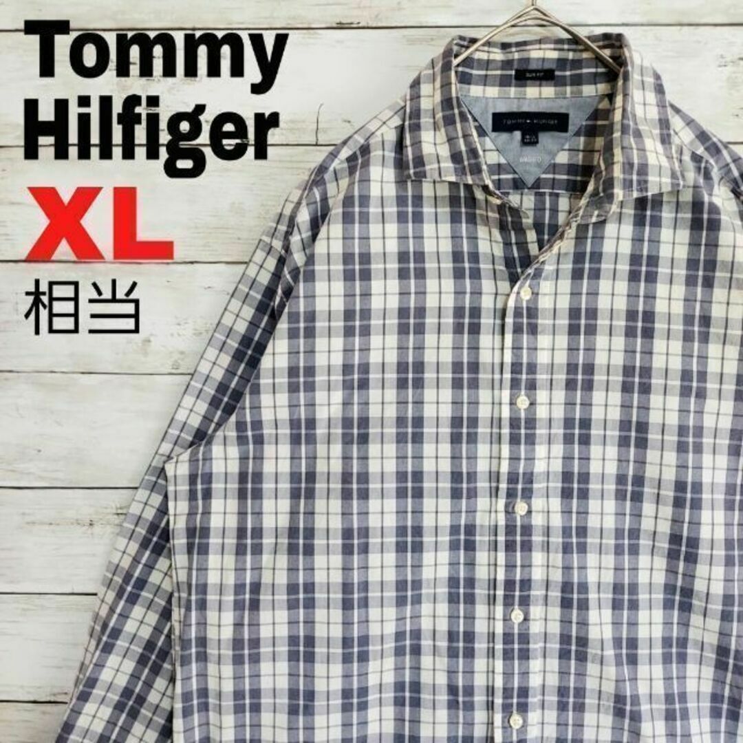 TOMMY HILFIGER(トミーヒルフィガー)のx1 US古着 Tommy Hilfiger 長袖シャツ 寒色 チェック柄 メンズのトップス(シャツ)の商品写真