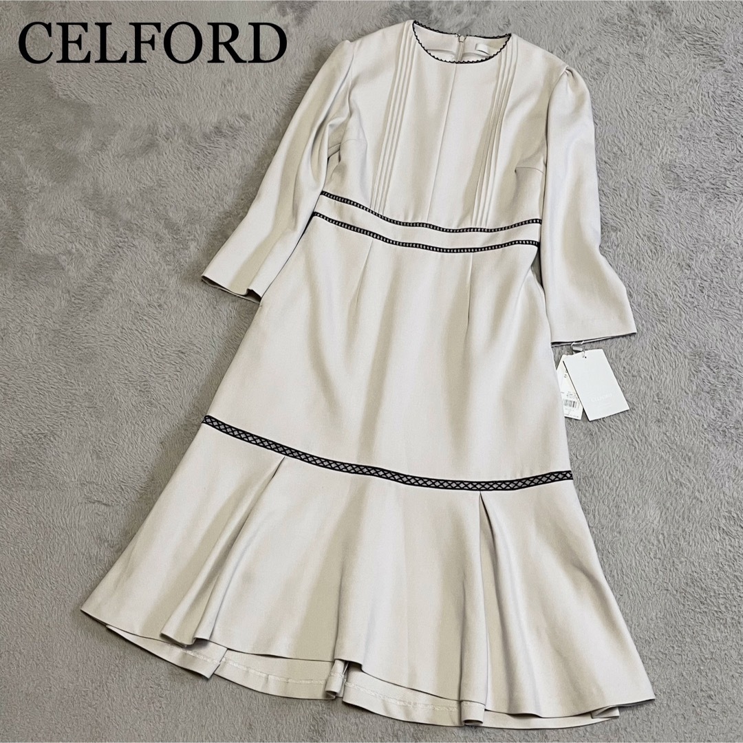 CELFORD(セルフォード)の✨未使用タグ付き完売品✨石原さとみ着用　セルフォード　レース切替ワンピース　38 レディースのワンピース(ひざ丈ワンピース)の商品写真