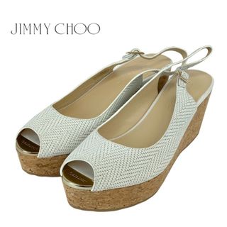 ジミーチュウ(JIMMY CHOO)のジミーチュウ JIMMY CHOO サンダル 靴 シューズ レザー コルク ホワイト 未使用 ウェッジソール(サンダル)