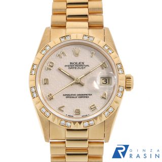 ロレックス(ROLEX)のロレックス デイトジャスト ピラミッドダイヤベゼル 68258 アイボリー 彫りコンピューター アラビア S番 ボーイズ(ユニセックス) 中古 腕時計(腕時計(アナログ))