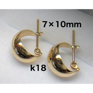 未使用　k18 ムーンピアス　7mm×10mm 両耳　ペア　18金　ゲッコウ