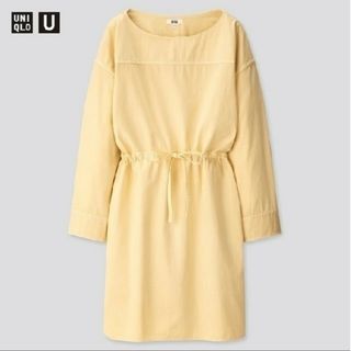 ユニクロ(UNIQLO)のUNIQLO U ユニクロユー　デニムドローストリングワンピース Mサイズ(ひざ丈ワンピース)