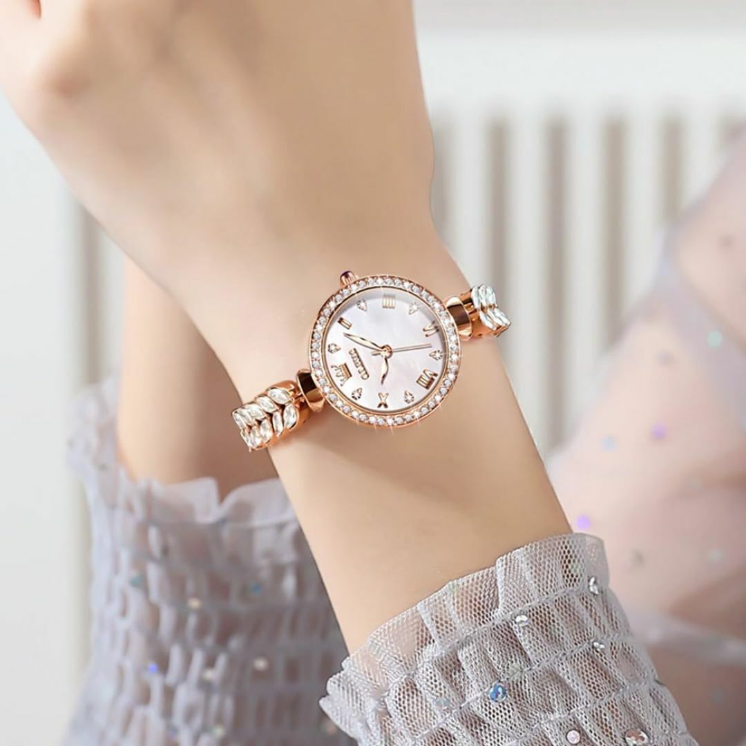 【色: ダイヤ-ホワイト】OLEVS うで時計 レディース かわいい 素敵なデザ レディースのファッション小物(腕時計)の商品写真