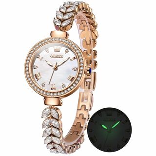 【色: ダイヤ-ホワイト】OLEVS うで時計 レディース かわいい 素敵なデザ(腕時計)