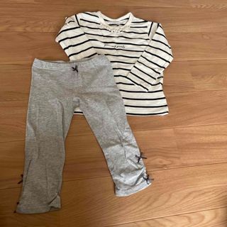 グローバルワーク(GLOBAL WORK)の子供用　ボーダーパール付きロンT100・レギンス95 2点セット(Tシャツ/カットソー)