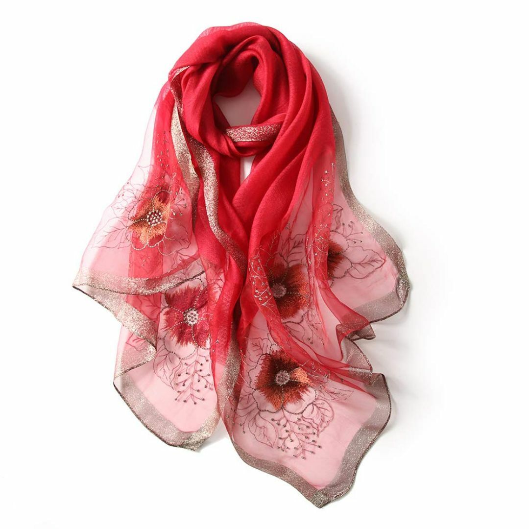 【色: レッド】[ANMIDA] アンミダ 大判ストール スカーフ マフラー ス レディースのファッション小物(その他)の商品写真