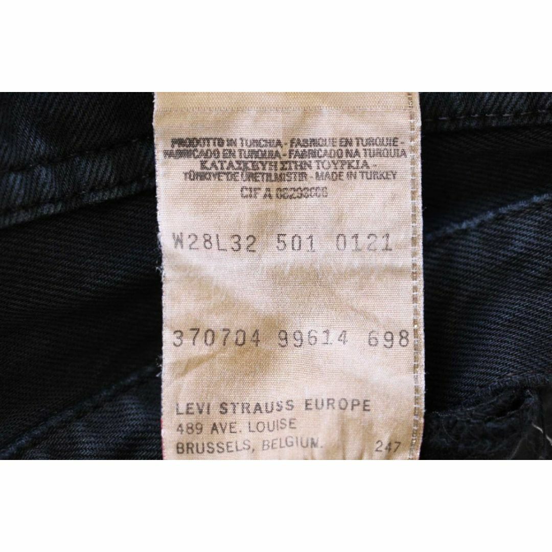 Levi's(リーバイス)の90s トルコ製 Levi'sリーバイス 501 後染め ブラック デニムパンツ w28 L32★SDP2485 ユーロ オールド ジーンズ ストレート リペア メンズのパンツ(デニム/ジーンズ)の商品写真