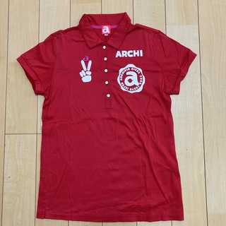 アルチビオ(archivio)のarchivio アルチビオ　ポロシャツ　半袖　レディース　レッド　サイズ38(ウエア)
