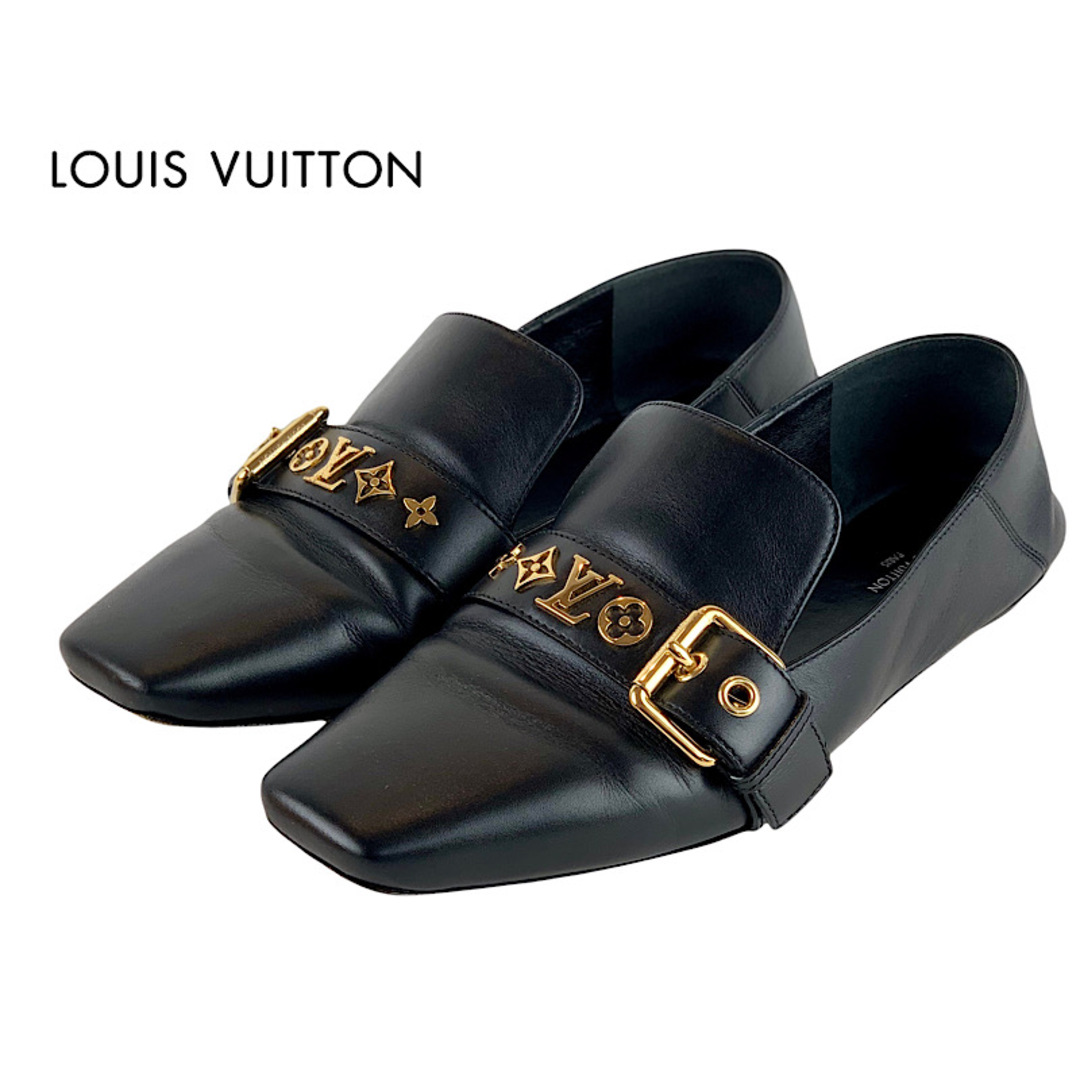 LOUIS VUITTON(ルイヴィトン)のルイヴィトン LOUIS VUITTON ローファー 革靴 靴 シューズ レザー ブラック フラットシューズ モノグラム ベルト レディースの靴/シューズ(ローファー/革靴)の商品写真