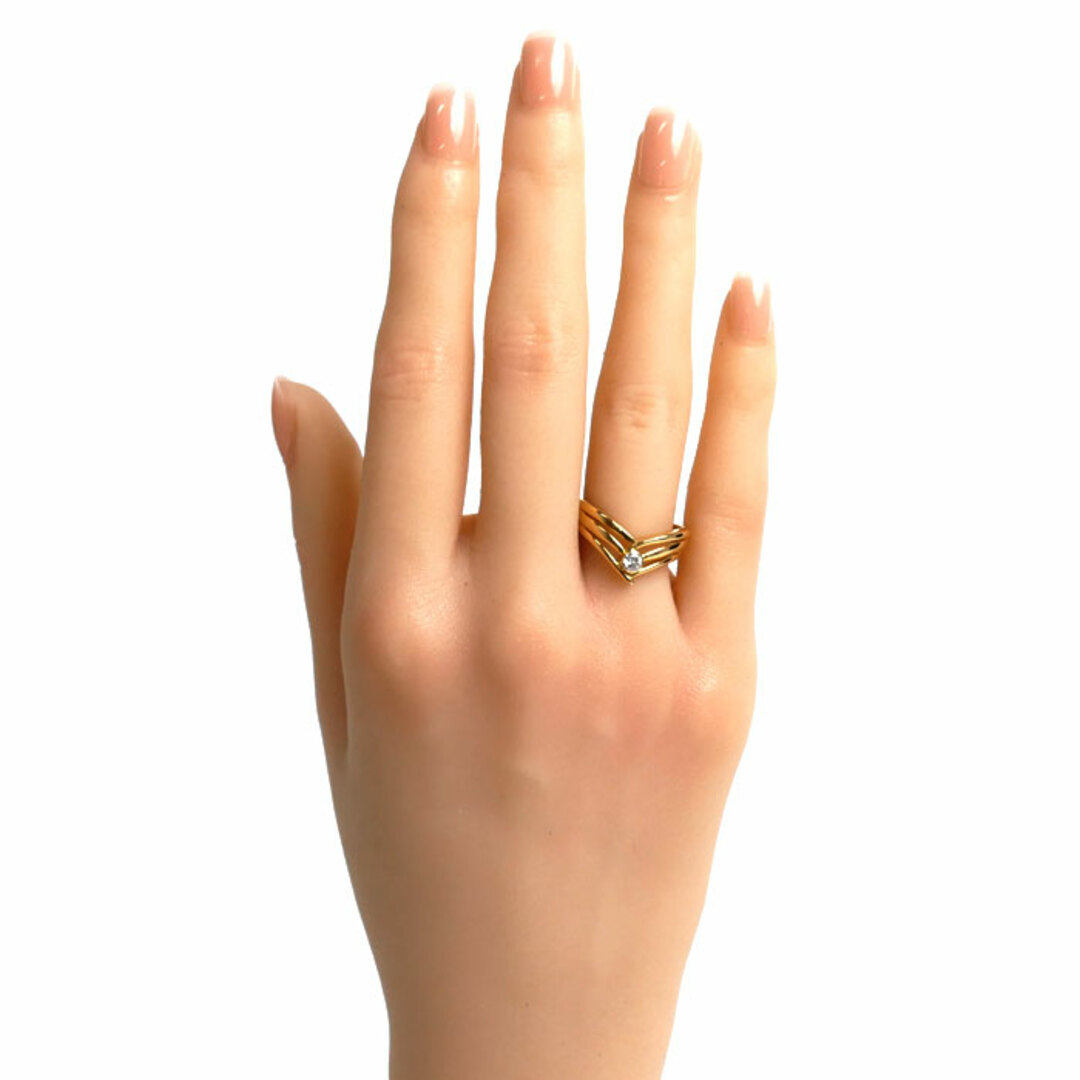 K18YG イエローゴールド リング・指輪 ダイヤモンド0.10ct 13号 3.2g レディース【中古】 レディースのアクセサリー(リング(指輪))の商品写真