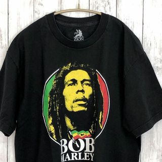 ミュージックティー(MUSIC TEE)のメキシコ製　ボブマーリー　半袖Ｔシャツ　ラスタカラー　サイズＬ　ZION　古着(Tシャツ/カットソー(半袖/袖なし))