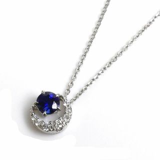 STAR JEWELRY スタージュエリー Pt950プラチナ ネックレス サファイア ダイヤモンド0.07ct 2.9g ～45cm レディース【中古】