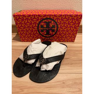 トリーバーチ(Tory Burch)のトリーバーチ　タンブルレザー　サンダル　 黒　サイズ5(サンダル)