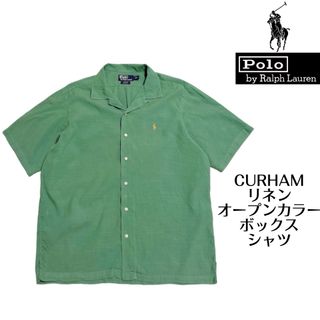 POLO RALPH LAUREN - 希少 リネン 90s ポロラルフローレン オープンカラー ボックスシャツ L