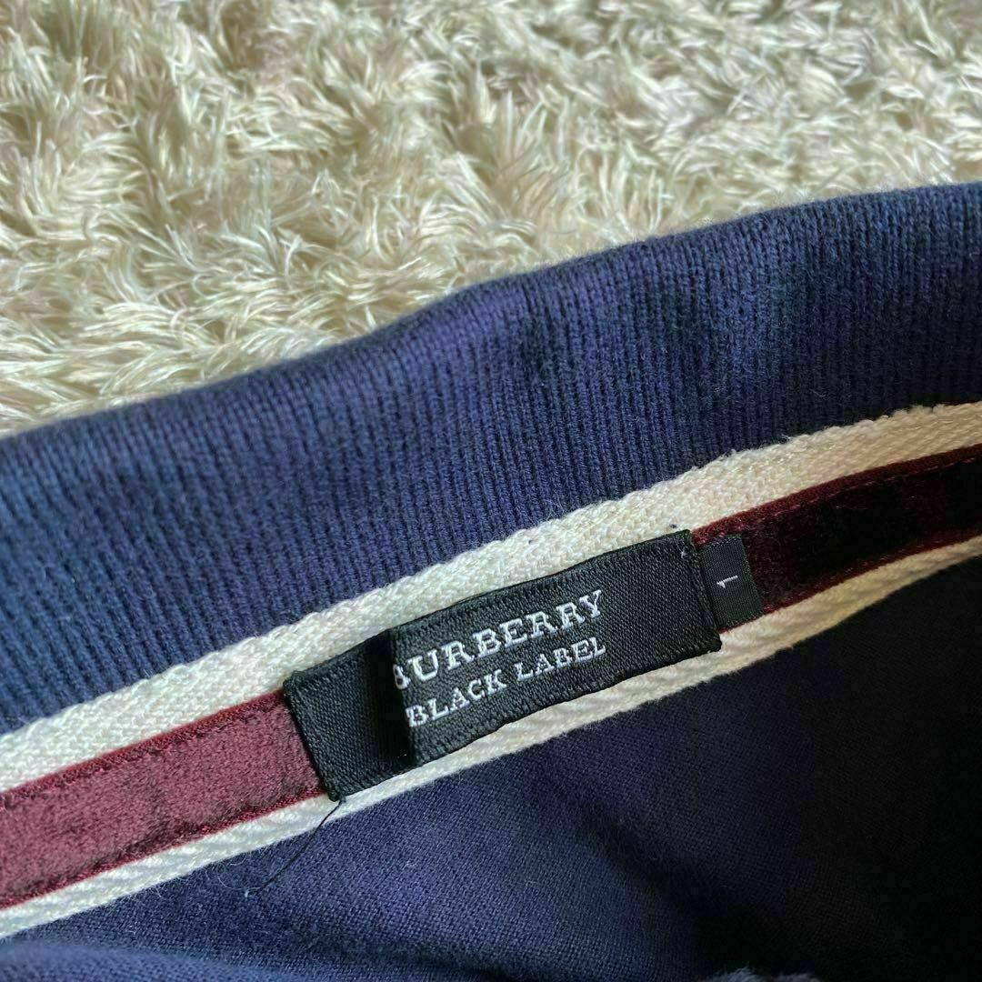 BURBERRY BLACK LABEL(バーバリーブラックレーベル)のバーバリーブラックレーベル　ポロシャツ　マルチボーダー　ホース刺繍　S-M相当 レディースのトップス(ポロシャツ)の商品写真