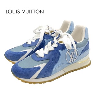 ルイヴィトン(LOUIS VUITTON)のルイヴィトン LOUIS VUITTON ランアウェイライン スニーカー 靴 シューズ スエード ファブリック レザー ブルー 未使用 LVロゴ インヒール(スニーカー)