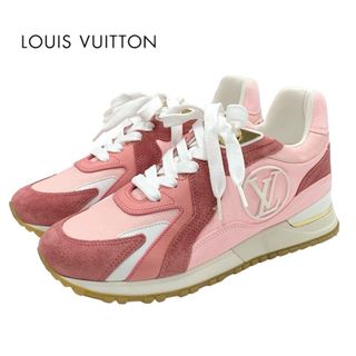 ルイヴィトン(LOUIS VUITTON)のルイヴィトン LOUIS VUITTON ランアウェイライン スニーカー 靴 シューズ スエード キャンバス レザー ピンク 未使用 LVロゴ インヒール(スニーカー)