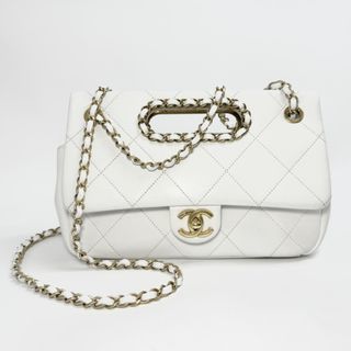 シャネル(CHANEL)のシャネル CHANEL マトラッセ バッグ トートバッグ ショルダーバッグ ラムスキン ホワイト 白 ゴールド金具 チェーンショルダーバッグ ココマーク ターンロック(ショルダーバッグ)