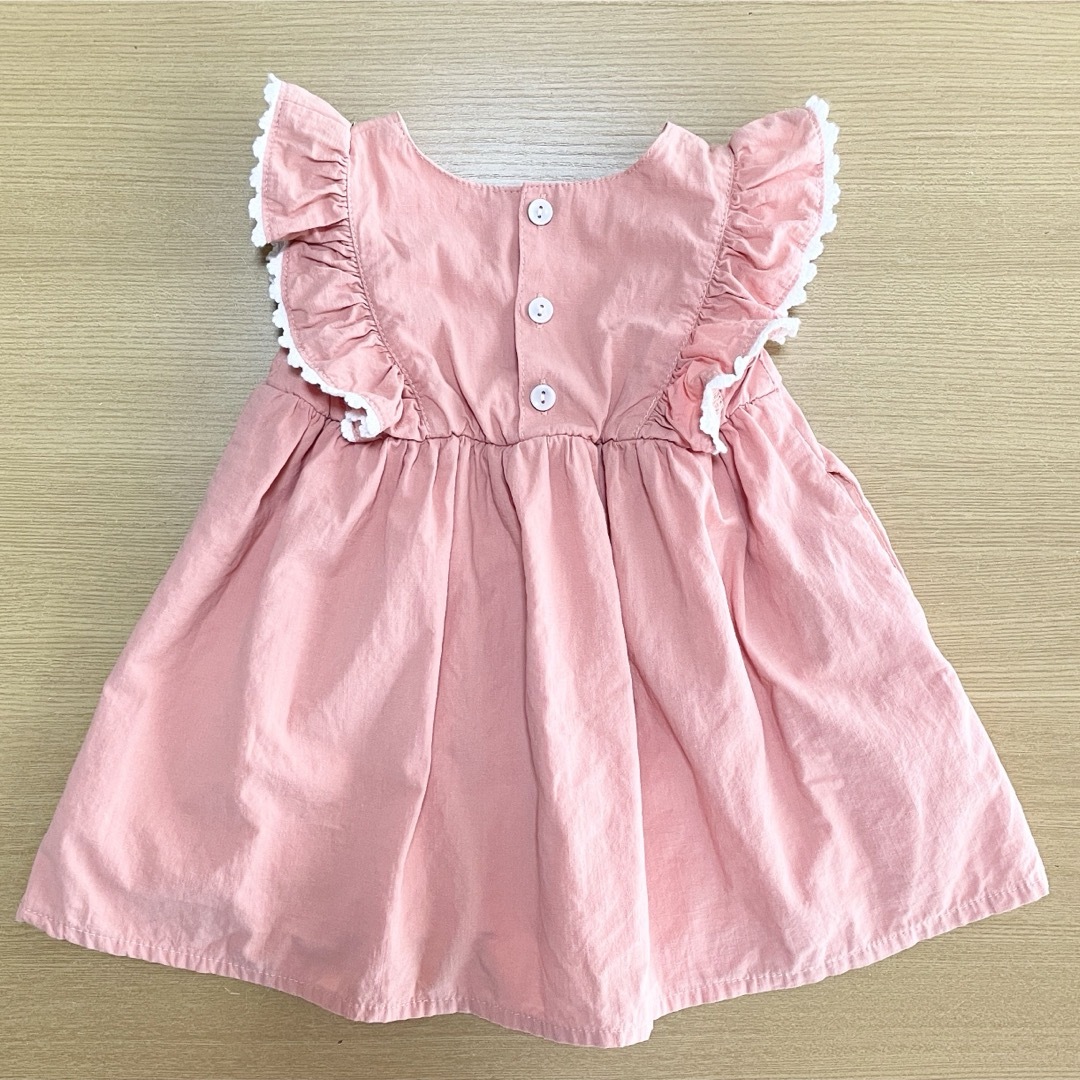 SLAP SLIP(スラップスリップ)のスラップスリップ　ワンピース　80 オレンジ　フリル キッズ/ベビー/マタニティのベビー服(~85cm)(ワンピース)の商品写真