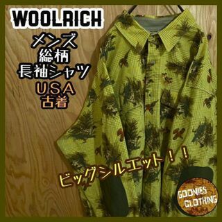 WOOLRICH - ウールリッチ 派手 イエロー バード シャツ USA古着 90s 長袖 メンズ