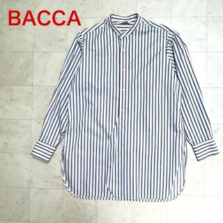 バッカ(BACCA)の極美品✨ BACCA バッカ ストライプ シャツ バンドカラー ロングシャツ 綿(シャツ/ブラウス(長袖/七分))