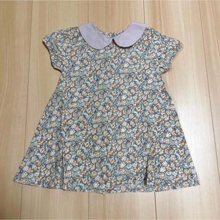 ビジューアンドビー(BIJOUX&BEE)の【bijoux&Bee】丸襟花柄ワンピース 80 90 リバティ 総柄 夏服(ワンピース)