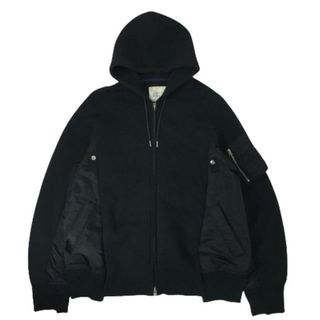 SACAI サカイ ドッキング 再構築 パーカー MA-1 スポンジ スウェット ジップアップ フーディー ブラック SCM-045 黒 4 / XL 相当(パーカー)