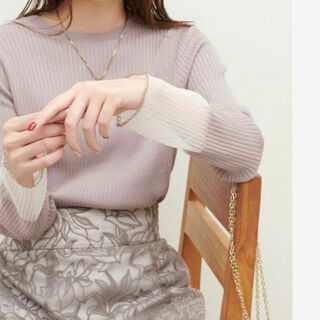 ナチュラルクチュール(natural couture)の2024 natural couture 袖口シアーリブニット(ニット/セーター)