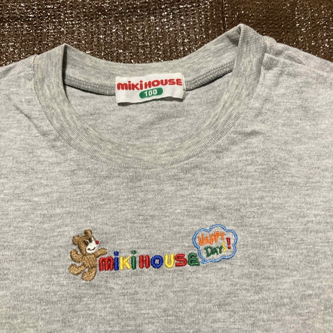 mikihouse(ミキハウス)の100センチ　ミキハウス　半袖Tシャツ　ロゴ　グレー　灰色　mikihouse キッズ/ベビー/マタニティのキッズ服男の子用(90cm~)(Tシャツ/カットソー)の商品写真