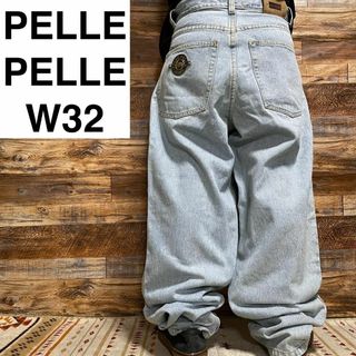 ペレペレ(PELLE PELLE)のペレペレバギーデニムジーンズストリートw32刺繍ジーパン極太b系ライトブルー(デニム/ジーンズ)