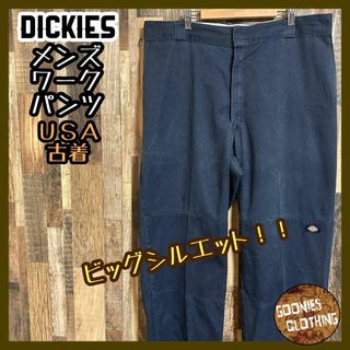 ディッキーズ(Dickies)のディッキーズ ダブルニー ワーク パンツ アメカジ ロゴ ネイビー USA古着(ワークパンツ/カーゴパンツ)