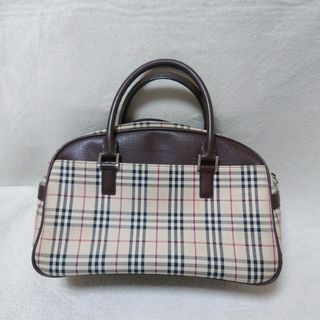 バーバリー(BURBERRY)のバーバリー　ハンドバッグ　ボストンバッグ　ノバチェック　レザー　キャンパス　底鋲(ハンドバッグ)