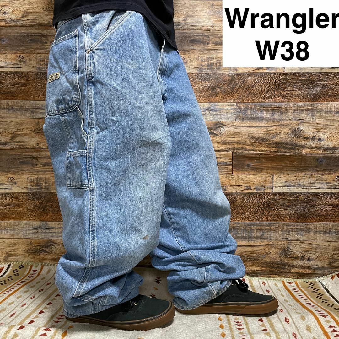 Wrangler(ラングラー)のラングラーバギーデニムペインターパンツ古着ジーンズw38オーバーサイズ極太メンズ メンズのパンツ(デニム/ジーンズ)の商品写真