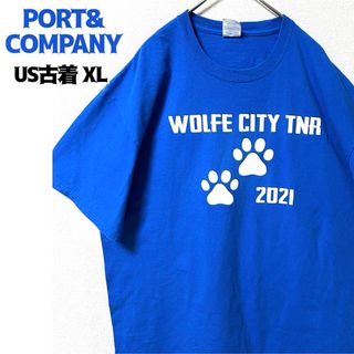 GILDAN - US古着 PORT&COMPANY 半袖プリント Tシャツ ウルフシティ ブルー