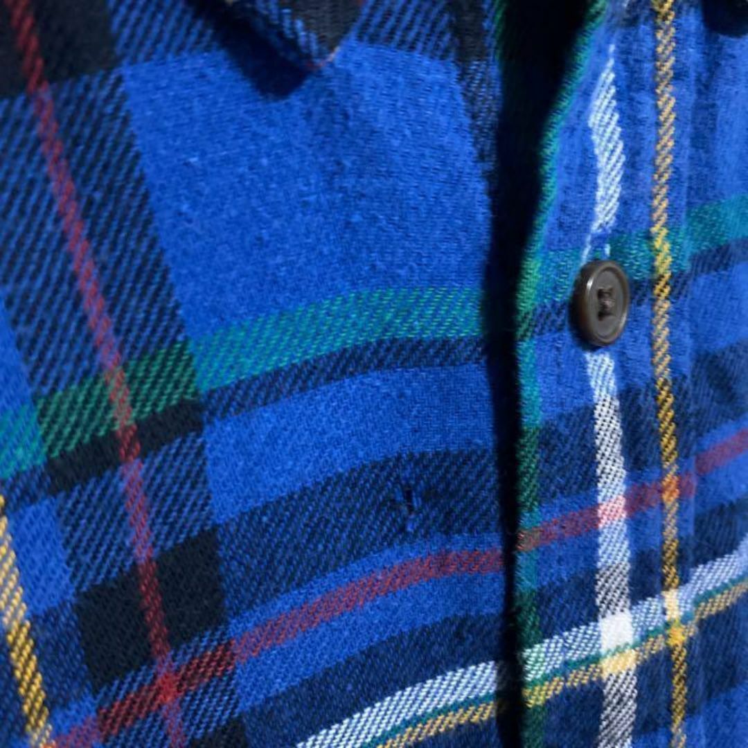 ブルー チェック シャツ メンズ 長袖 青 L USA古着 ボタンダウンシャツ メンズのトップス(シャツ)の商品写真