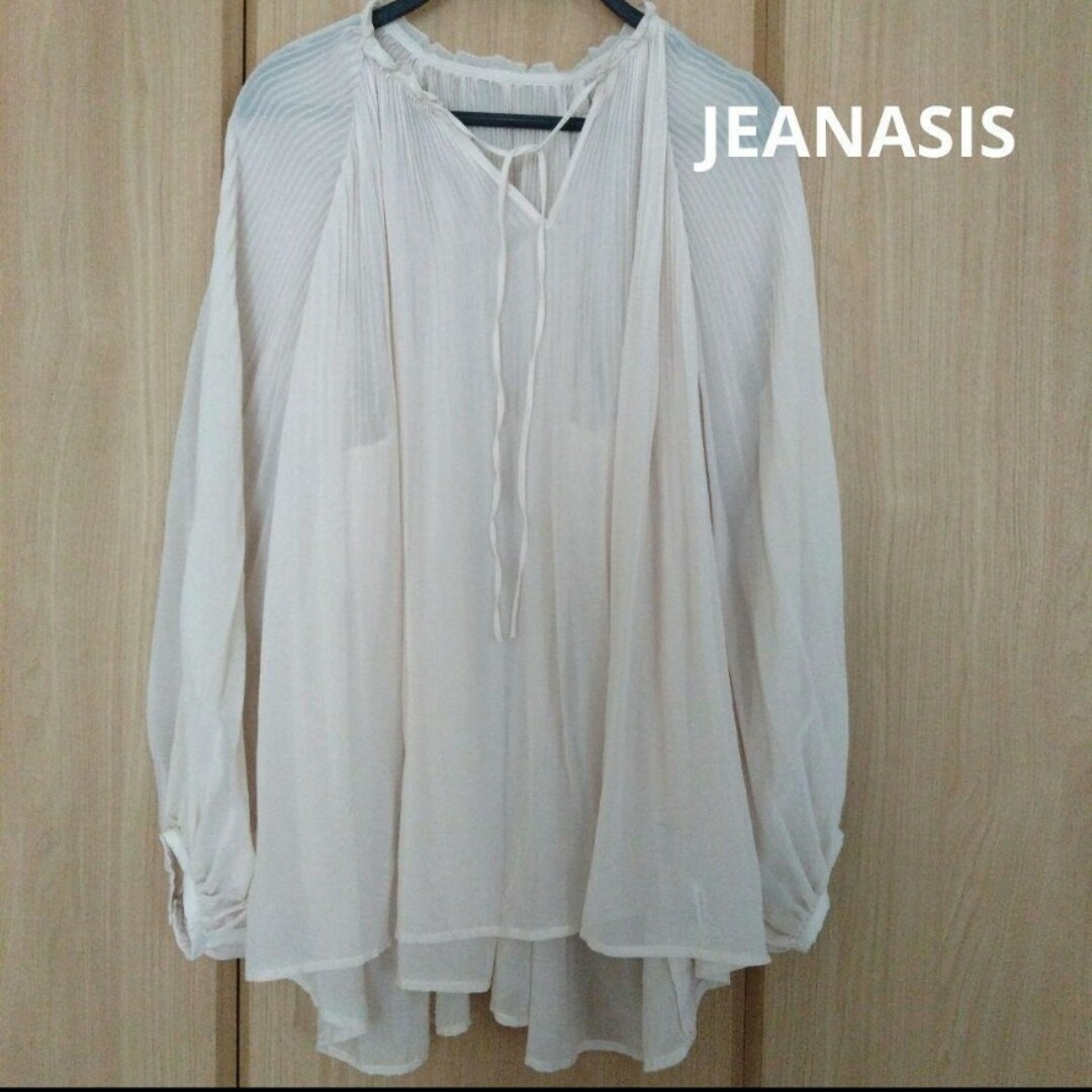 JEANASIS(ジーナシス)のjeanasis プリーツ  シースルー プルオーバー ギャザー 長袖 ブラウス レディースのトップス(シャツ/ブラウス(長袖/七分))の商品写真