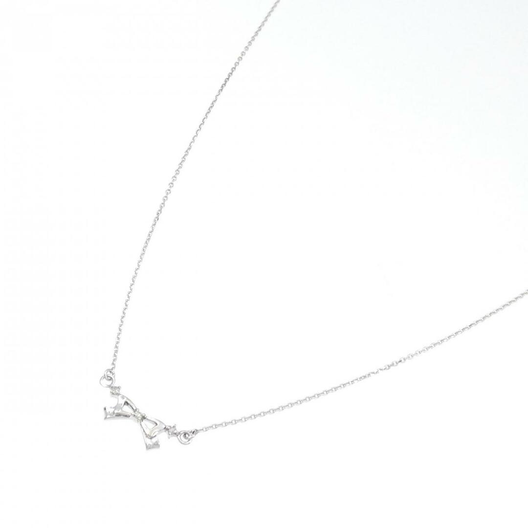 K10WG リボン ダイヤモンド ネックレス 0.02CT K10WG リボン ダイヤモンド ネックレス 0.02CT