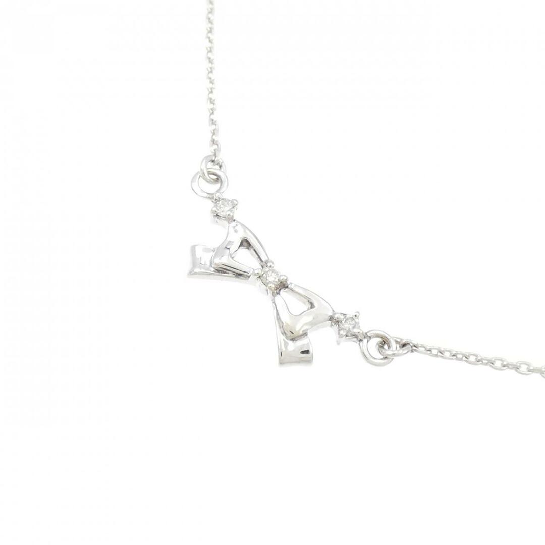 K10WG リボン ダイヤモンド ネックレス 0.02CT K10WG リボン ダイヤモンド ネックレス 0.02CT