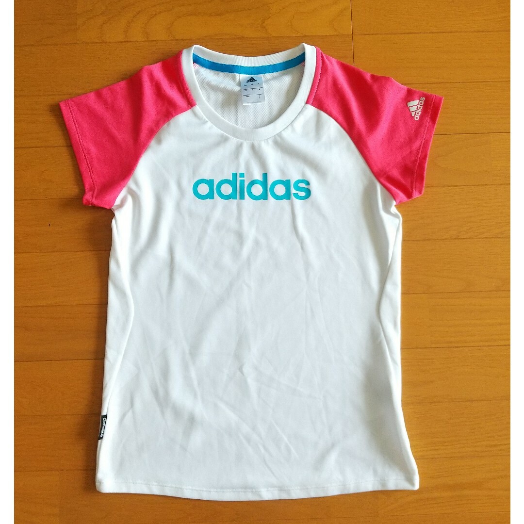 adidas(アディダス)の美品♪adidas★ホワイト×ピンクアディダスTシャツ2枚セットアディダスL レディースのトップス(Tシャツ(半袖/袖なし))の商品写真